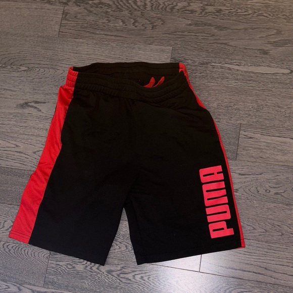 PUMA Men's Athletic Shorts in Black and Red - Picture 1 of 6